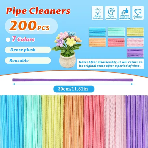 Vista 2 de ZXIIXZ 200 limpiadores de tuberías pastel, 7 colores a granel