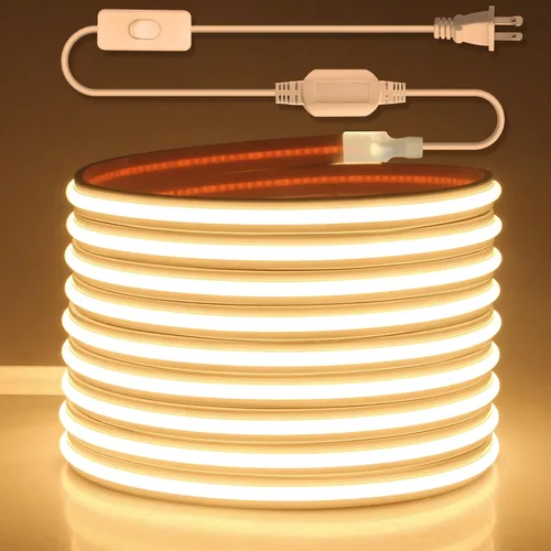 Vista 11 de Aclorol Tiras de Luces LED COB AC de 110V Enchufables 16.4 Pies 288led/M Alta Densidad Flexibles Cuerda de Luces LED COB Impermeable para Decoración