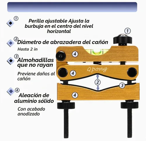 Vista 3 de Kit de nivelación de alcance Herramienta de nivelación magnética de nivel de alcance Sistema de nivel de burbuja de alta precisión Dorado