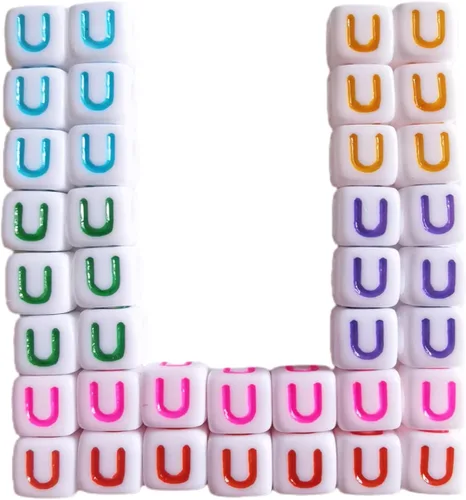 Vista 25 de Xeahung 200 cuentas de letras acrílicas cuadradas multicolor para hacer joyas, llaveros de bricolaje, collares, pulseras, decoraciones