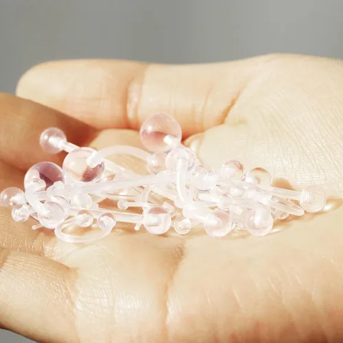 Vista 6 de 36 piezas de retenedores de piercing transparentes de plástico Bioflex para pezón, lengua, nariz, tabique, ceja, ombligo, aretes, tragus, hélice
