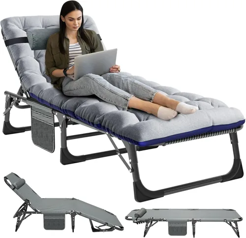 Vista 10 de NAIZEA Catres plegables para adultos, catre plegable con colchón, cama plegable para camping, catre militar portátil, catres de dormir Oxford