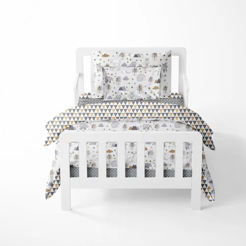 Vista 10 de Bacati Playful Foxs - Juego de ropa de cama neutra de 4 piezas, naranja/gris, 100% algodón, incluye edredón reversible, sábana bajera, sábana