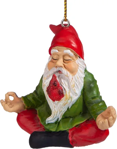 Vista 6 de Adorno navideño de gnomo zen: juego de 3