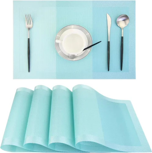 Vista 9 de PIGCHCY Juego de 4 manteles individuales en forma de cuña para mesa de comedor, tejido cruzado, lavables, resistentes al calor, manteles Bambúes