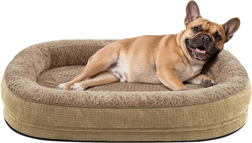 Vista 29 de JOEJOY Cama ortopédica para perros medianos, cama para mascotas de espuma viscoelástica con laterales de refuerzo, forro impermeable, funda