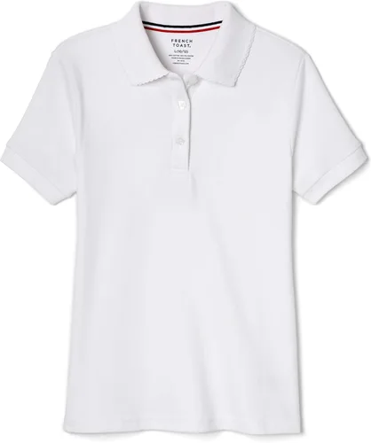 Vista 10 de French Toast Girls' Plus Sized Short Sleeve Polo with Picot Collar Azul marino