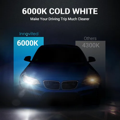 Vista 3 de Innovited Bombillas de Faros de Xenón HID D1S 10000K Azul Frío Luz Alta y Baja 66144 66140 85140 85415, etc Bombilla de Repuesto - Paquete de 2
