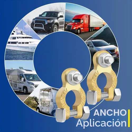 Vista 5 de Conectores de terminales de batería de latón Tnisesm con anticorrosión, terminales de batería M8 x 16mm con perno, juego de abrazaderas
