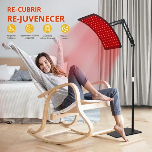 Vista 3 de Terapia de luz roja para cara y cuerpo, lámpara de terapia de luz roja infrarroja con soporte LED de 660 nm de luz roja terapéutica y dispositivo