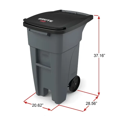 Vista 3 de Rubbermaid Commercial Products - Papelera con ruedas para reciclaje Fg9W2773Blue Brute Rollout