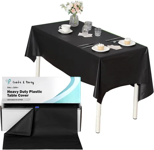 Vista 63 de Rollo de plástico para cubierta de mesa color verde manzana, 40 pulgadas x 100 pies, rollo de plástico resistente para cubierta de mesa de banquetes