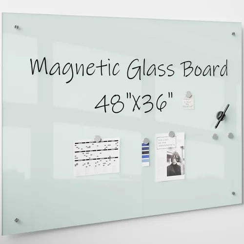 Vista 10 de R&G Pizarra blanca magnética de cristal 36 x 24 negro sin marco borrado en seco