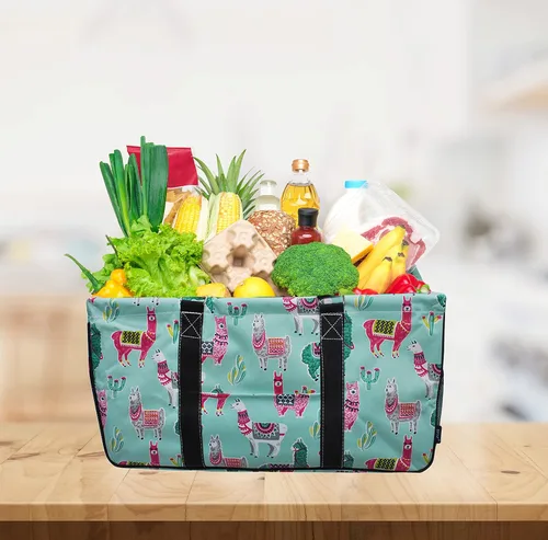 Vista 197 de NGIL Bolsa de comestibles reutilizable extra grande plegable de gran tamaño para comestibles, almacenamiento, picnic, playa, Estampado