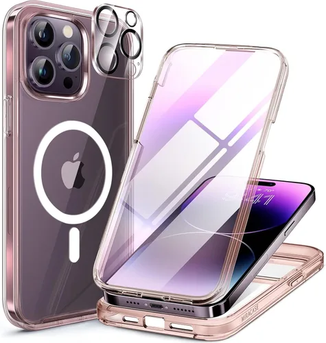 Vista 235 de Miracase - Funda magnética para iPhone 13 Pro Max de 6.7 pulgadas (compatible con MagSafe), transparente, completo, protector de pantalla de vidrio