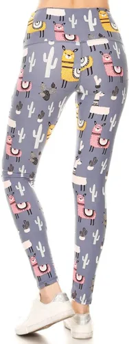 Vista 3 de Leggings Depot - Leggings de piel sintética para mujer, de cintura alta, elásticos Yoga-cactus y llama de 5