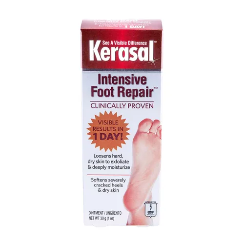 Vista 3 de Kerasal Reparación intensiva de pies, ungüento curativo de la piel para talones agrietados y pies secos, 1 onza (paquete de 24)