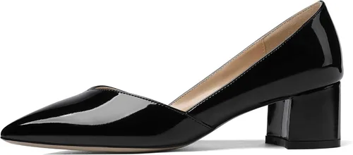 Vista 2 de MODENCOCO Zapatos de tacón bajo y grueso con puntera puntiaguda para mujer, de 2 pulgadas