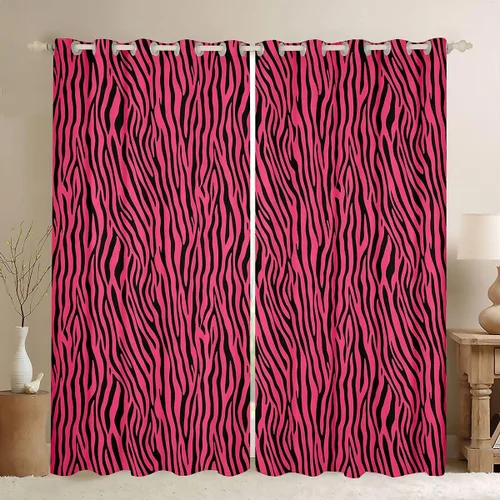 Vista 30 de Feelyou Purple Leopard Print Blackout Curtains Black Wild Safari Darkening Drapes for Bedroom Living Room Decor Cheetah Fur Wildlife Thermal