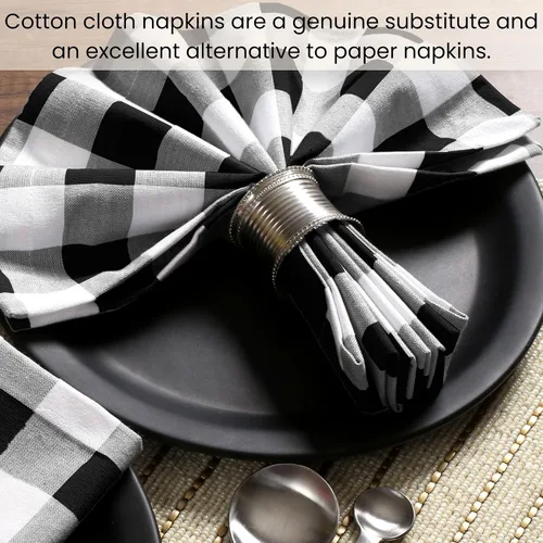 Vista 4 de Cotton Clinic Servilletas de tela 100% algodón, grandes, 20 x 20 pulgadas, juego de 4 servilletas de mesa a cuadros a cuadros – Servilletas de mesa