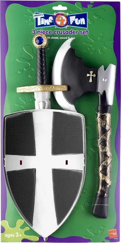 Vista 4 de Smiffy 's 3 pieza Crusader Set, talla única , Blanco