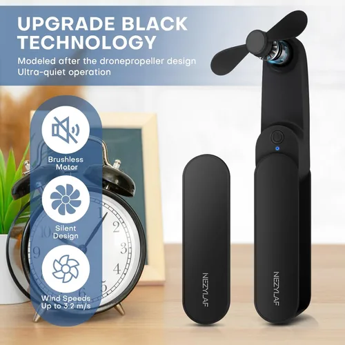 Vista 2 de Ventilador portátil mini de mano, ventilador personal pequeño recargable para 9-15 horas de duración, diseño de bolsillo para viajes/Esenciales
