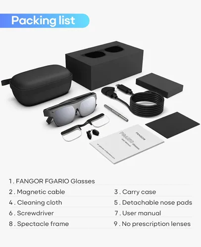 Vista 8 de Gafas AR, gafas inteligentes con teatro virtual OLED de 201 pulgadas, 1080P, película 3D, 50° FOV, brillo de 400 nits, transmisión de soporte, juego