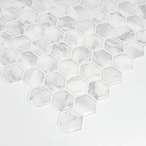 Vista 8 de In Home InHome NH2359 - Azulejos hexagonales de mármol para salpicaduras, color blanco y blanco roto