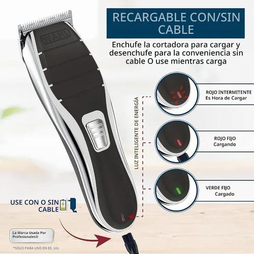 Vista 6 de Wahl Clipper 2 en 1 Afeitadora y cortadora de pelo de iones de litio, cable recargable, kit combinado de cortadora de pelo y afeitadora inalámbrica