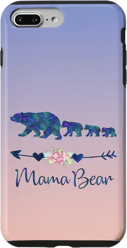 Vista 12 de Teal Blue Purple Floral Mama Bear Three Cubs Blue Pink Case for iPhone 17