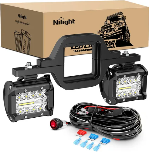 Vista 6 de Nilight 2 módulos LED de 4 pulgadas de 60 W con soportes de montaje de enganche de remolque de 2.5 pulgadas, luces LED de respaldo de reversa