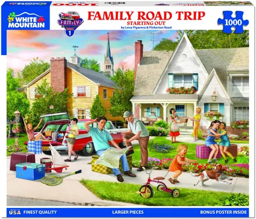 Vista 2 de White Mountain Rompecabezas de 1000 piezas para viajes y vacaciones con piezas grandes para adultos y familia de 24 x 30 pulgadas, viaje familiar