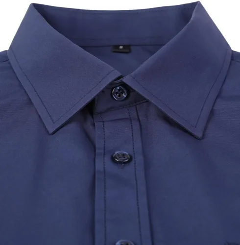 Vista 25 de corfty Camisa de vestir de manga larga para hombre, ajuste regular, elástica, sin arrugas, casual, con botones