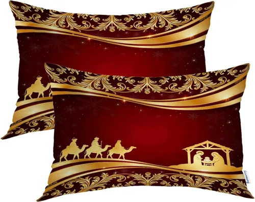 Vista 50 de Batmerry Autumn Forest Throw Pillow Covers, Yellow Orange Foliage in Fall Park Decorative Pillow Covers Digital Printing Blended for Couch Sofa Bed