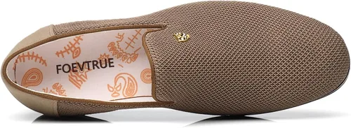 Vista 4 de FOEVTRUE Mocasines de vestir sin cordones para hombre, esmoquin de conducción