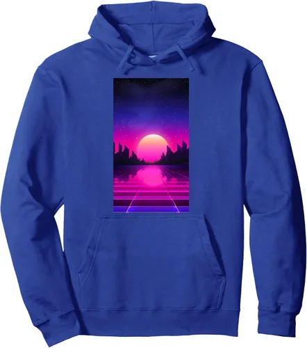Vista 4 de Retrowave Vaporwave Synthwave - Sudadera con capucha estilo años 80, Negro