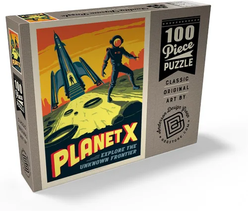 Vista 2 de MyPuzzle Planet X, póster vintage, rompecabezas prémium de 100 piezas para adultos