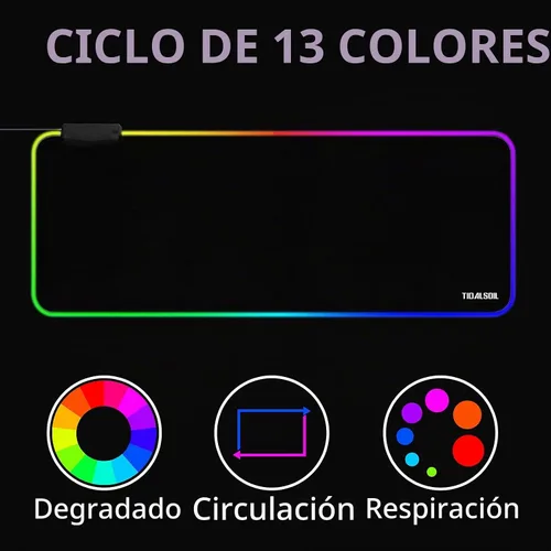 Vista 2 de TIDALSOIL - Alfombrilla de mouse RGB para juegos con concentrador USB de 4 puertos, 31.5 x 11.8 pulgadas 13 Light Modes RGB Gaming Mouse Pad With