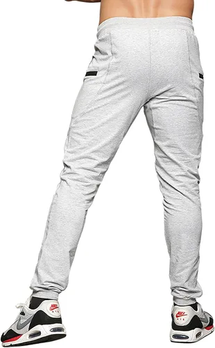 Vista 4 de MAIKANONG Pantalones deportivos ajustados para hombre, pantalones de entrenamiento para gimnasio, correr, atletismo, casual