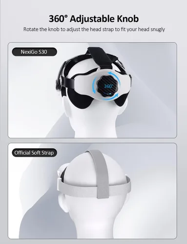 Vista 3 de NexiGo Correa de cabeza para Oculus Quest 2, repuesto para correa Elite, correa de cabeza ajustable, mayor apoyo y equilibrio, reducción de presión