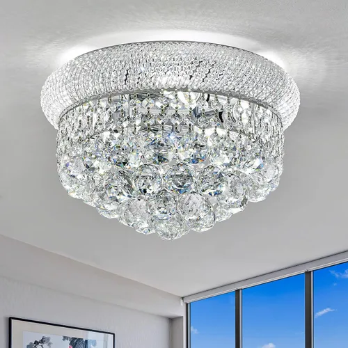 Vista 18 de Lámpara de Araña de Cristal de 3 Luces Empotrada en el Techo para Sala de Estar, Comedor, Dormitorio, Vestíbulo, Entrada, Pasillo, Armario, Baño