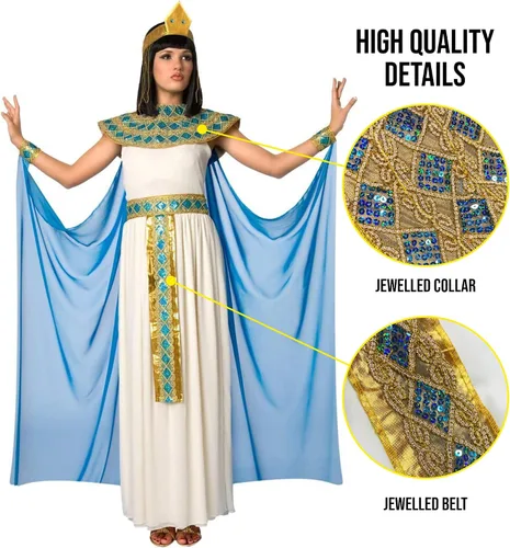 Vista 2 de Morph Disfraz de Cleopatra para mujer, princesa egipcia, vestido de reina de Egipto, disfraz de Halloween