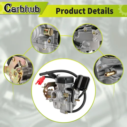 Vista 6 de Carbhub GY6 50cc carburador para GY6 49cc 50cc cuatro tiempos scooter chino ciclomotor Taotao Kymco