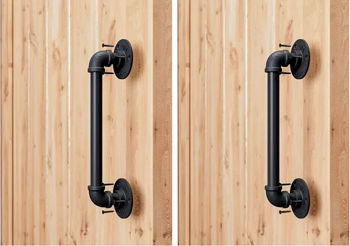 Vista 7 de SMARTSTANDARD Manija de puerta de granero de tubería de 11 pulgadas, negro