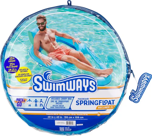 Vista 7 de [Usado] SwimWays Spring Float Premium Duo, Pool Chair Fits 2 Adults, Inflatable Pool Floats Adult with Fast Inflation for Ages 15 & Up