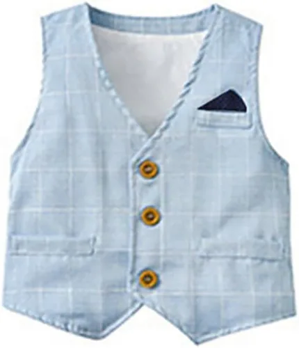 Vista 33 de IDOPIP Trajes de otoño e invierno para niños pequeños, camisa de manga larga con corbatín + chaleco + pantalones largos, overoles