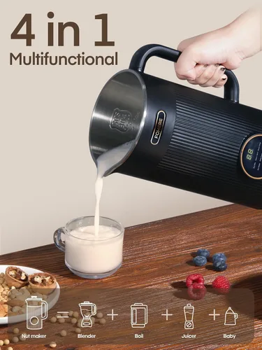 Vista 10 de FOHERE Máquina para Hacer Leche de Nuez, 6 en 1 Fabricante de Leche de Soja de 35oz para Leche de Almendra Casera, Avena, Soja, Comida para Bebés