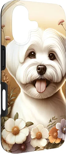 Vista 3 de Maltese Dog Summer Wildflowers Artwork Case for iPhone 17