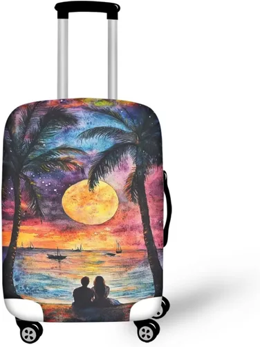 Vista 28 de COEQINE Funda para equipaje de viaje, protector de maleta, funda de equipaje lavable, tamaño S-XL (18-32 pulgadas), Blue Capy Bara Swim, L