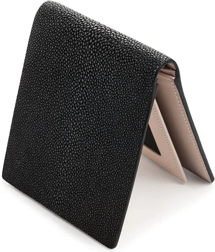 Vista 4 de Cartera de cuero de mantarraya pulida negra perla blanca, Blanco Perla Negro, Casual